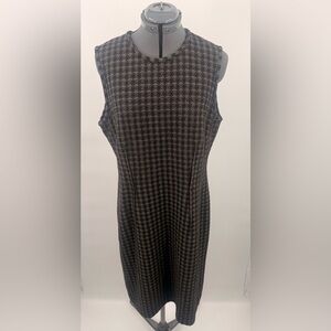 Lafayette 148 New York Elegant Black and Gray Houndstooth Dress Size 12 NWT